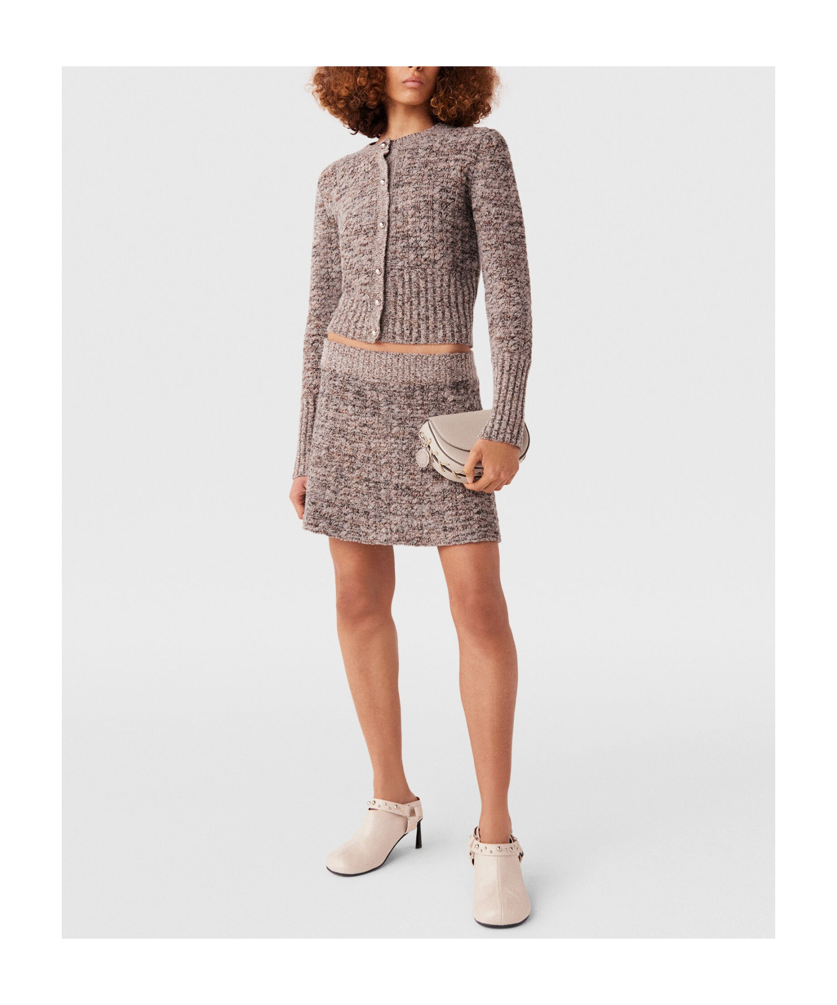 Stella Mccartney Rib Coarse Knitted Cardigan In Gray