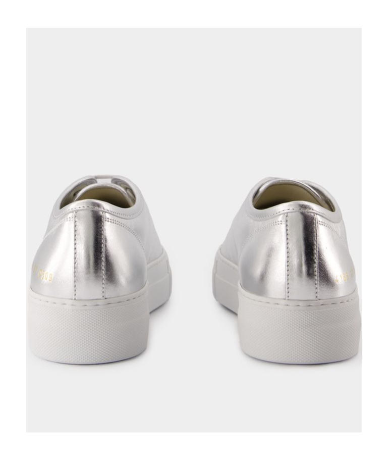 Common Projects Tournament Low Metallic-leather Sneakers In White