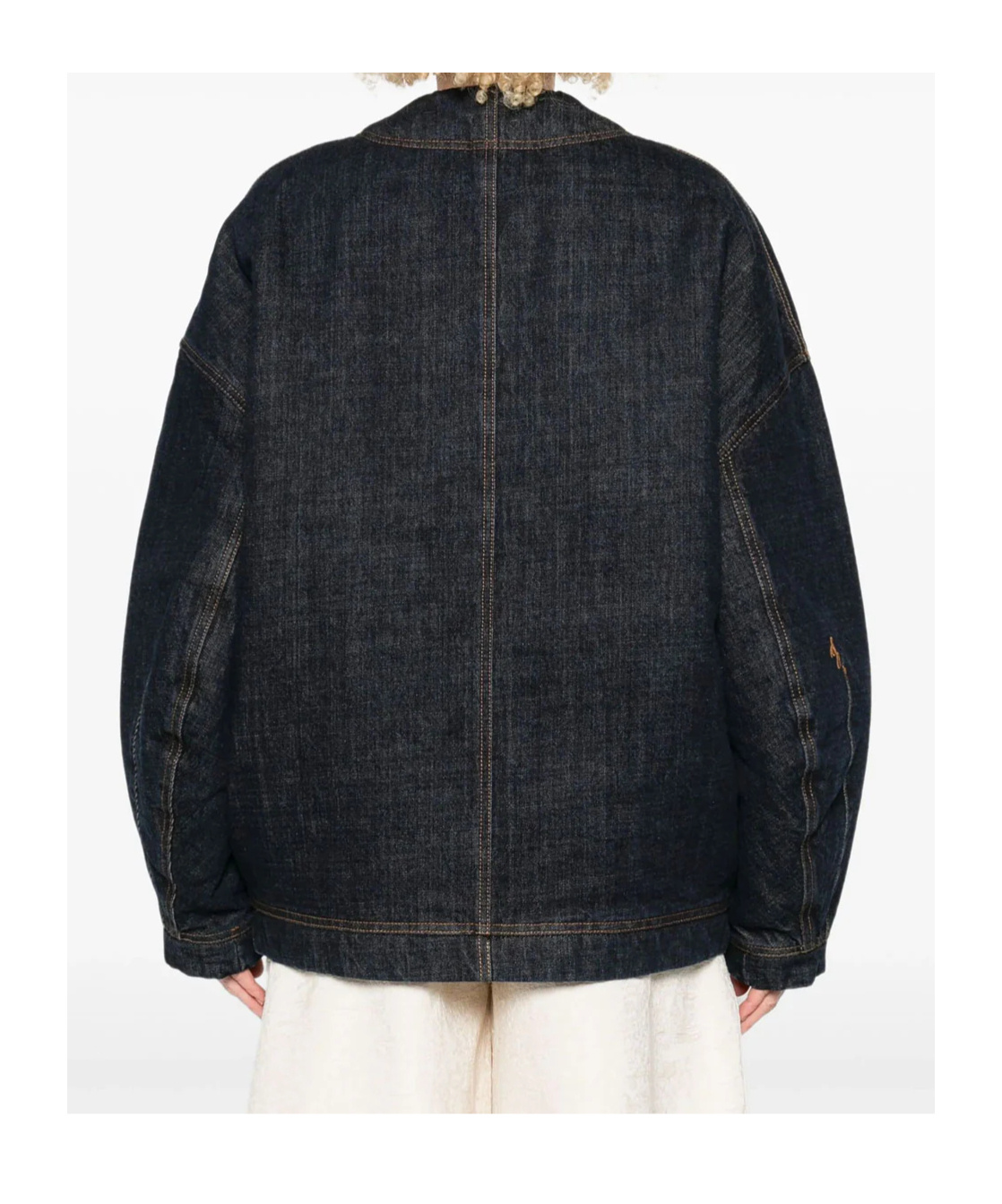 Jacquemus Denim Contrast-stitching Jacket In Blue