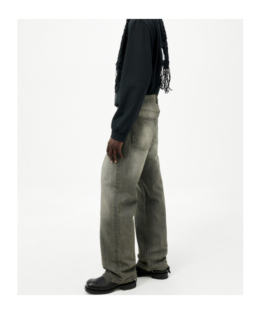 Our Legacy Third Cut Chain Twill Wide Straight Leg Jeans In Multi