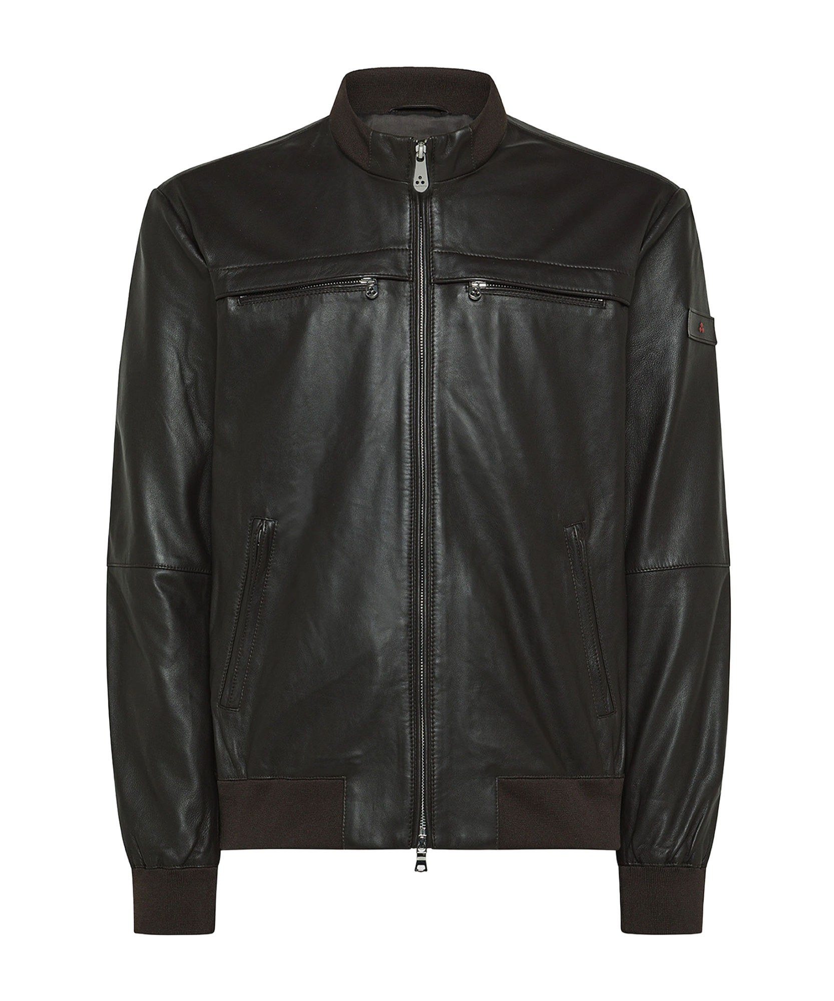 Peuterey Brown Leather Jacket In Black