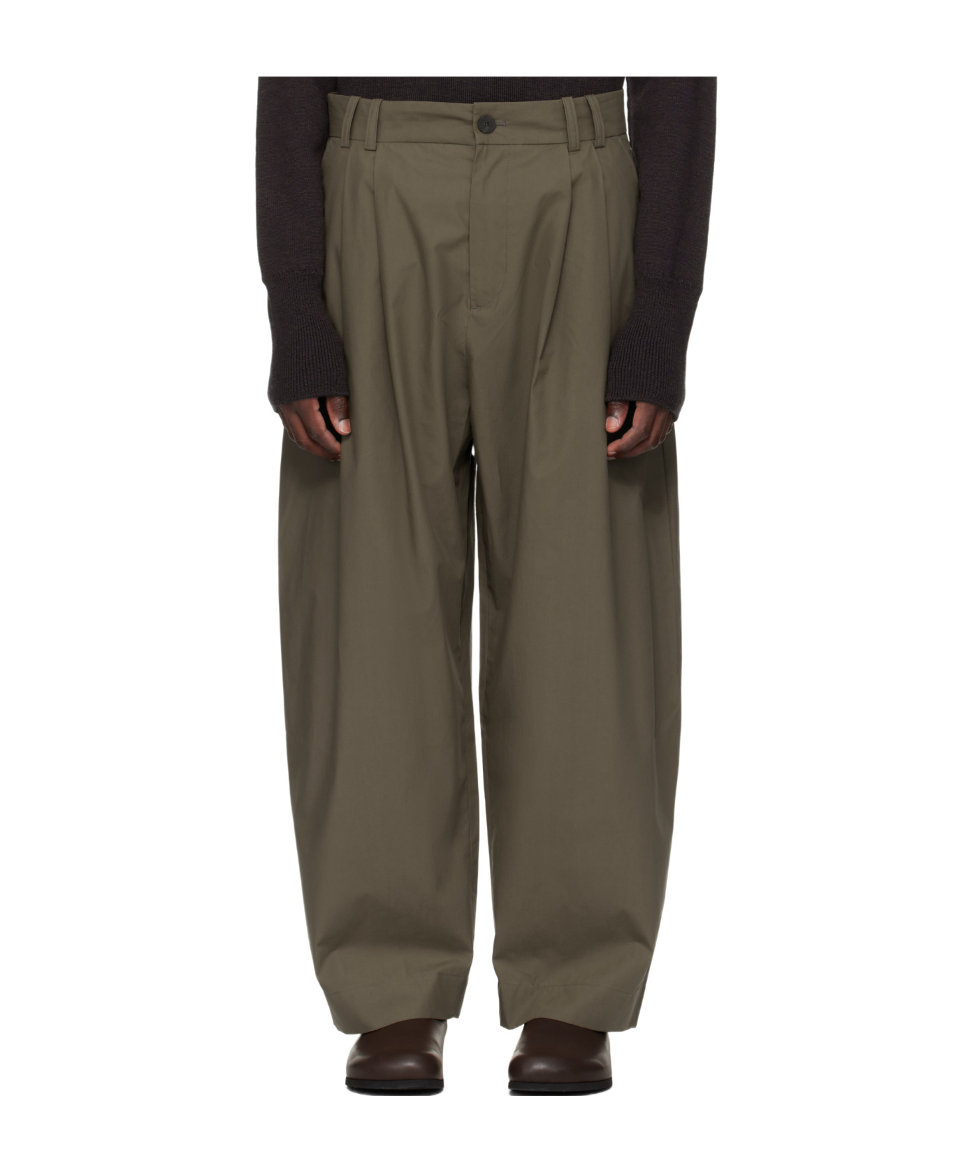 Studio Nicholson Belt-lined Casual Pants In Gray