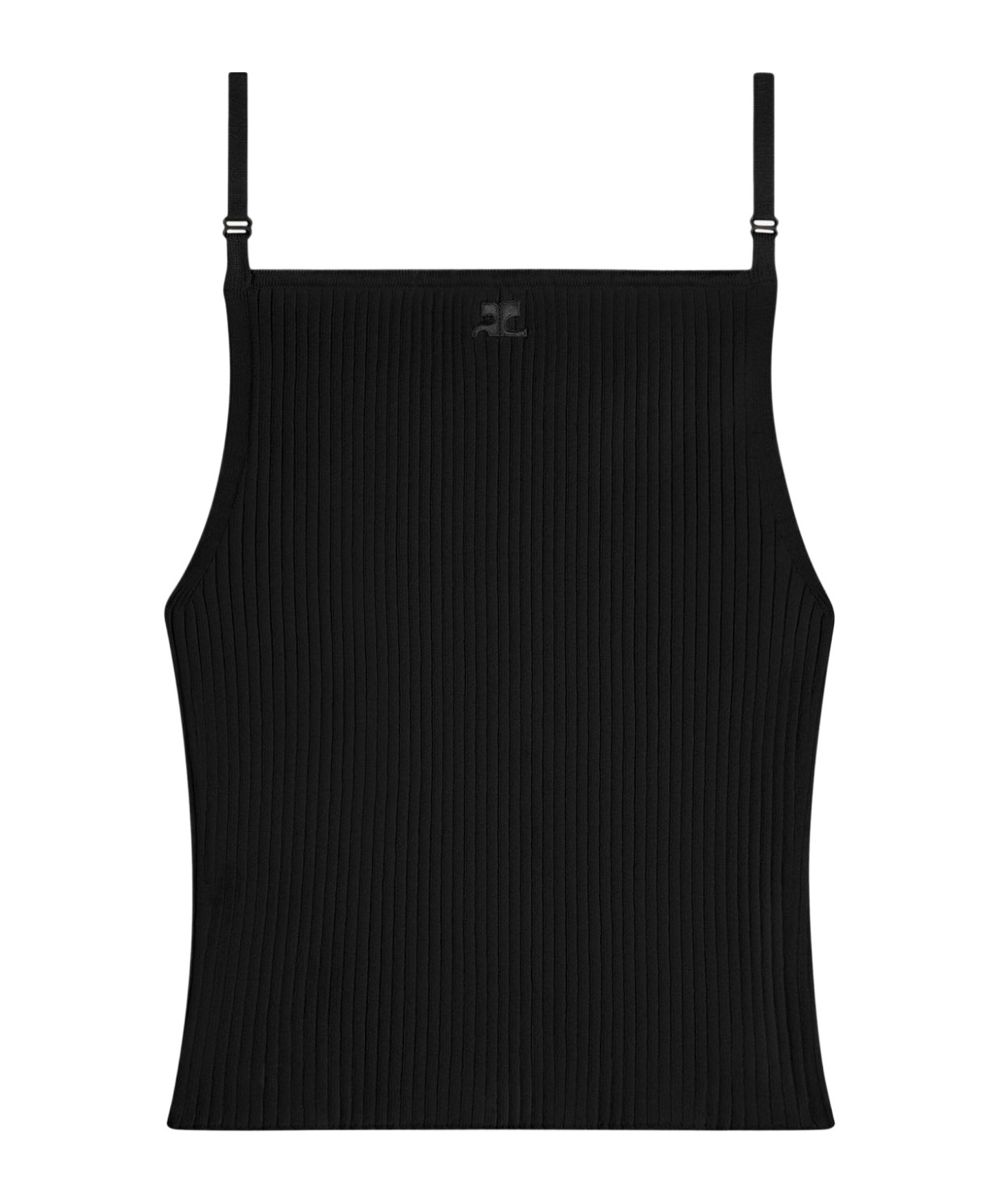 Shop Courrèges Logo-embroidered Ribbed Tank Top In Black