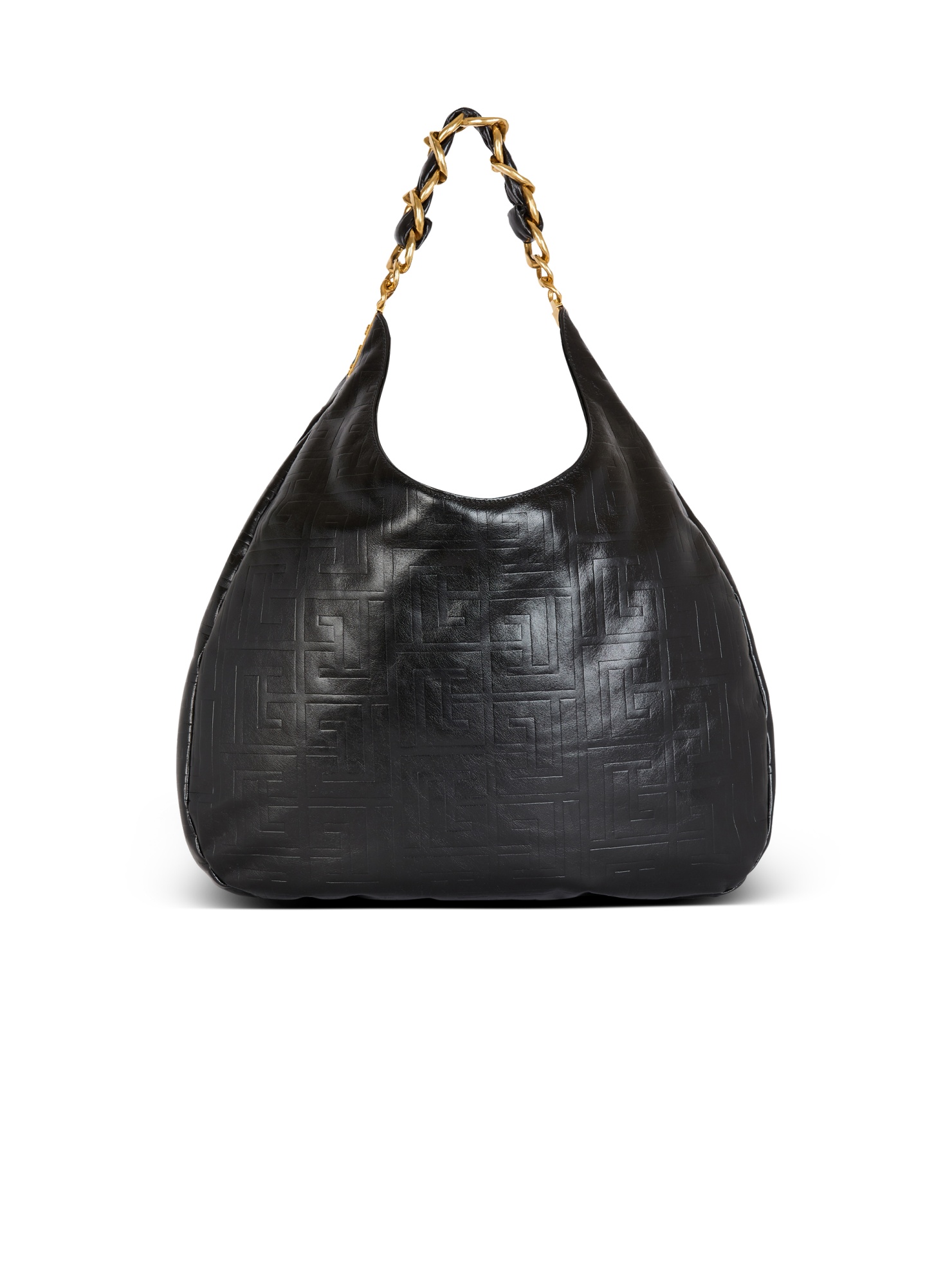 Balmain Large 1945 Moon Leather Shoulder Bag In Black