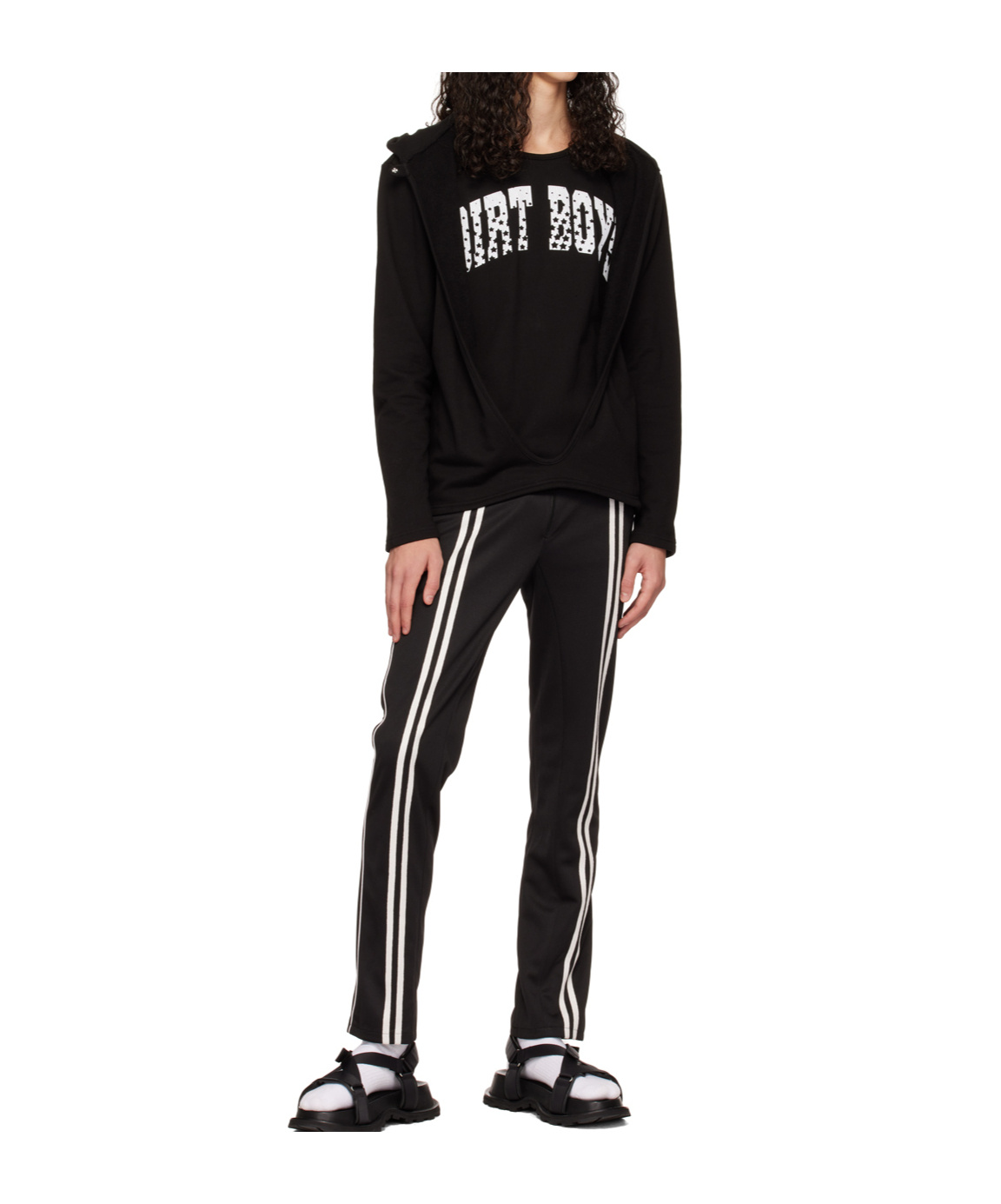 Open Yy Layered Hoodie In Black