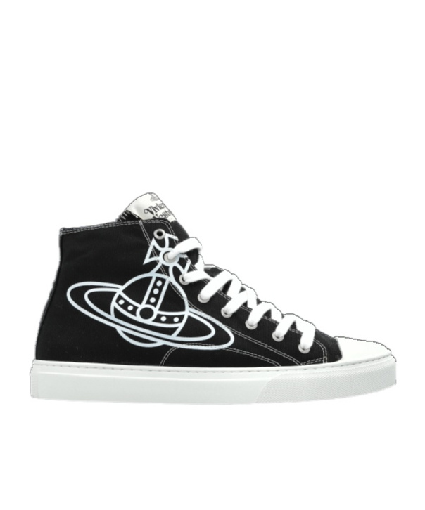 Vivienne Westwood High Top Canvas Plimsoll Cotton Canvas Black 11-45 Men In Black