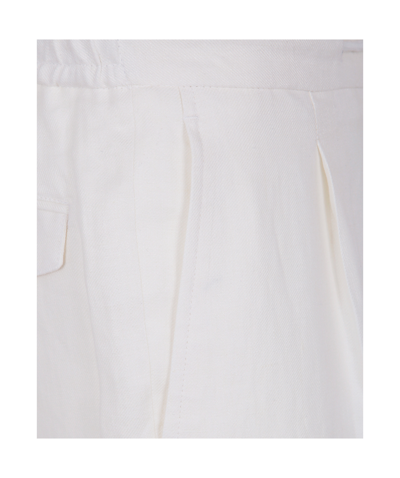 Barba Napoli Elastic Waist Casual Pants In White