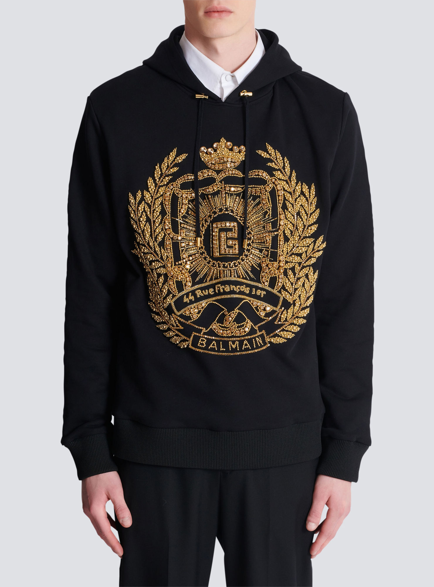 Balmain Embroidered Hoodie In Black