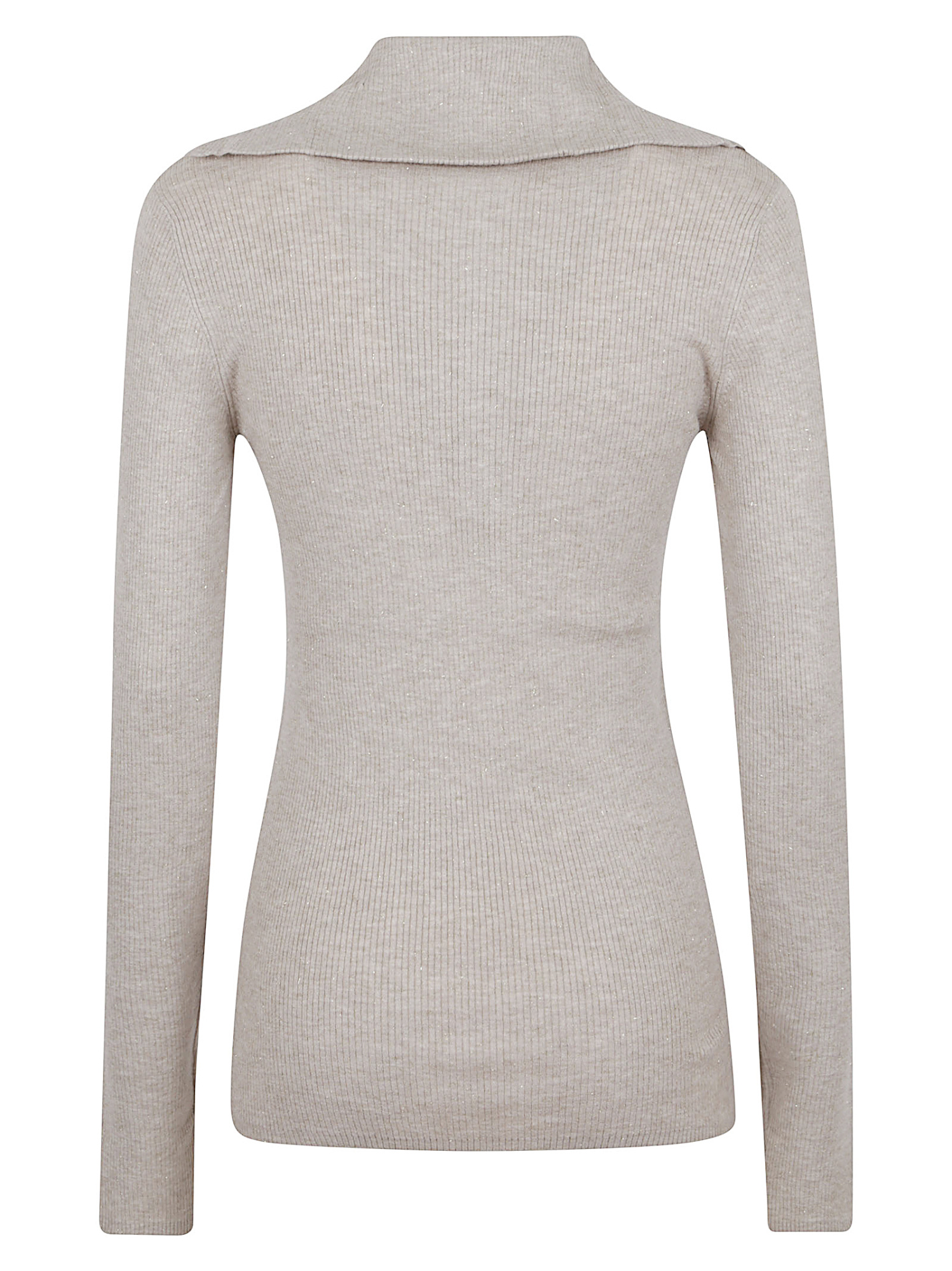 Brunello Cucinelli Lapel Long Sleeve Sweater In Gray
