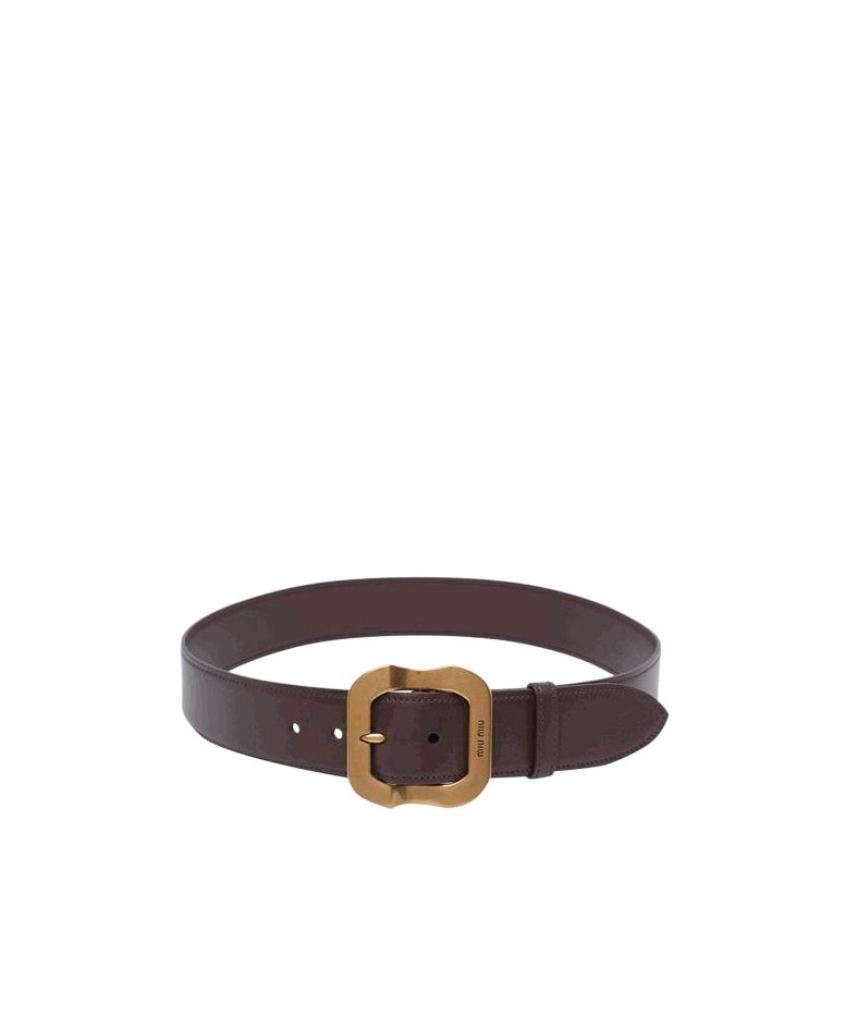 Miu Miu Belt In Root Color Leather Women In Black