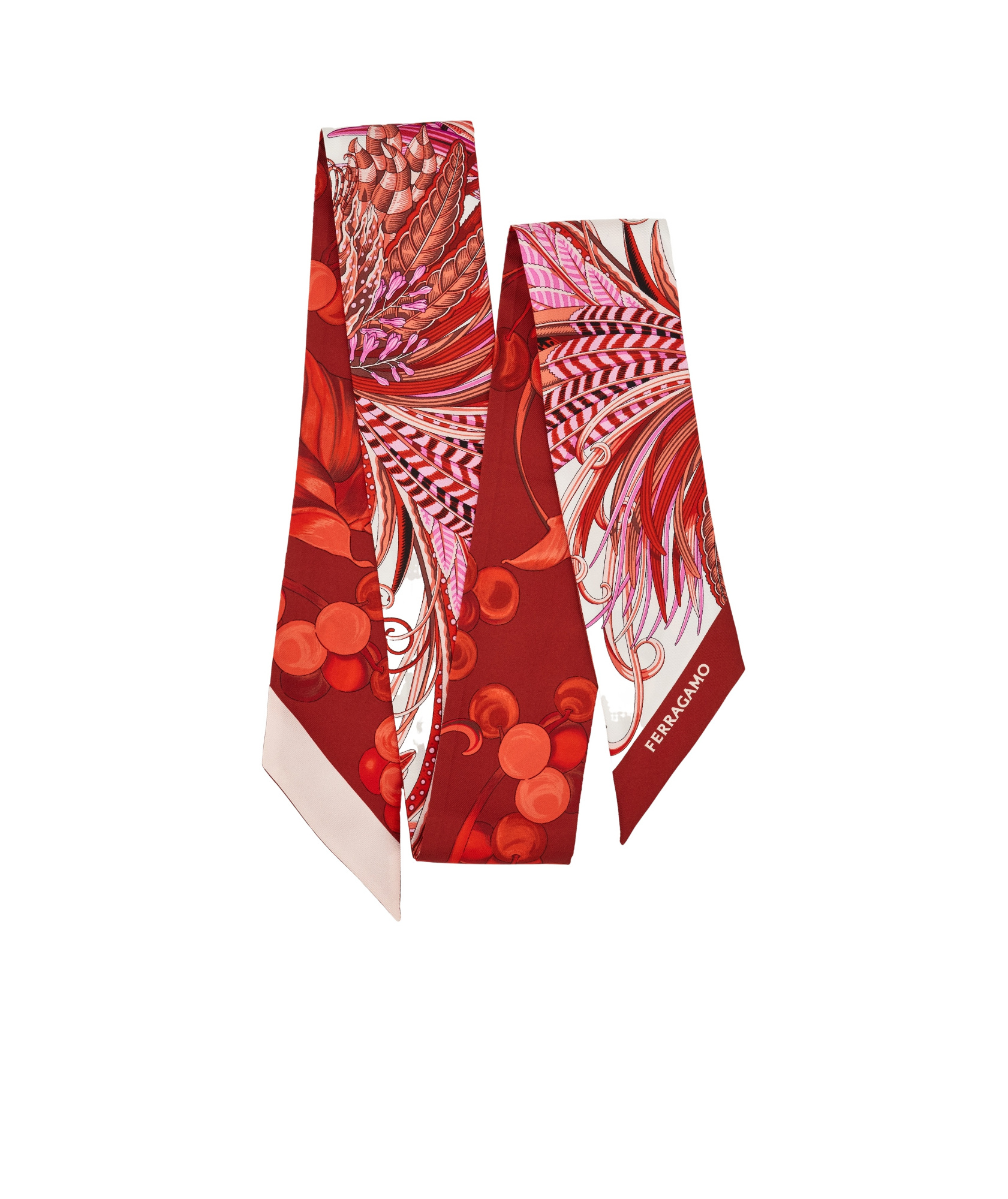 Ferragamo Printed Mini Silk Scarf In Red