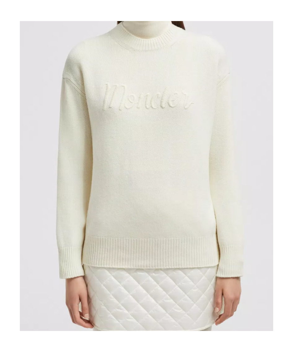Moncler Embroidered Wool Cashmere Jumper In White