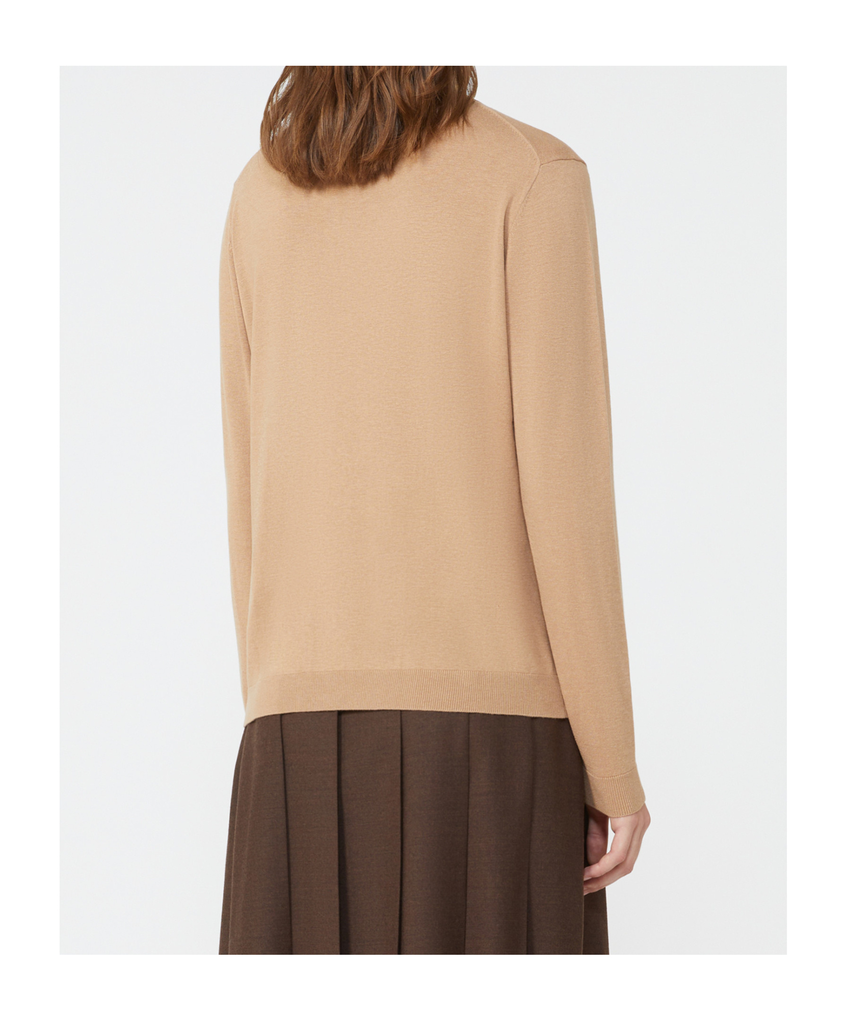 Weekend Max Mara Wool And Silk Knit Turtleneck In Brown