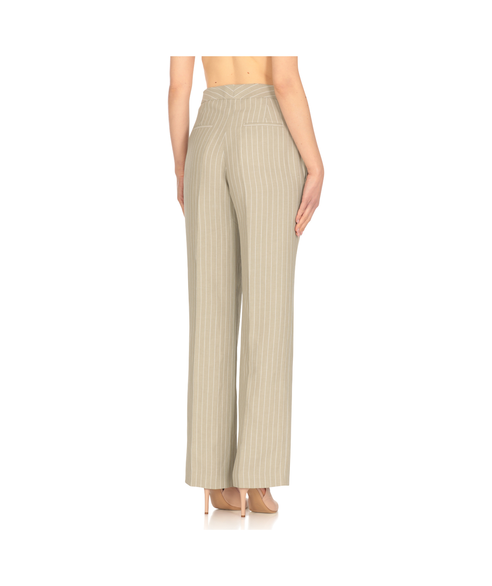 Fabiana Filippi Striped Linen Blend High Waist Trousers In Grey