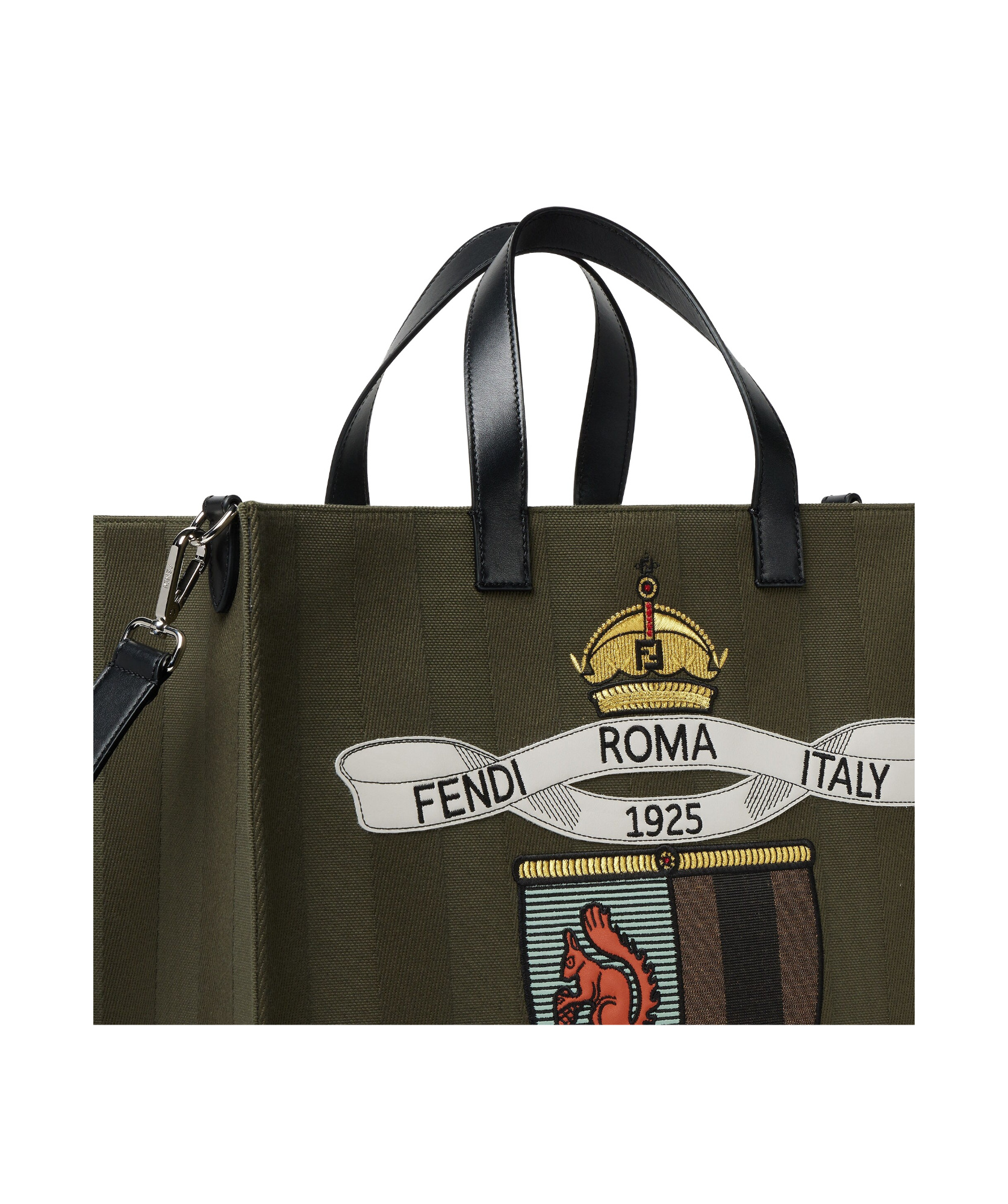 Fendi Structured Tote Bag With Detachable Strap And Top Handles In Black
