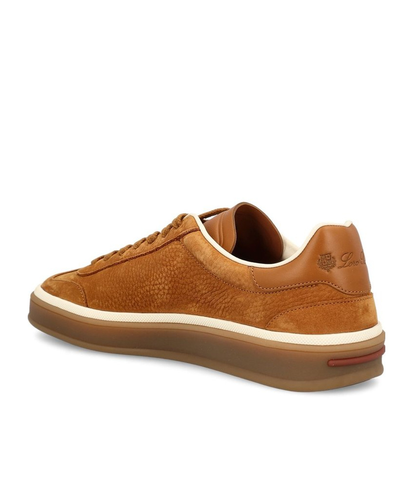 Loro Piana Leather Lace-up Sneakers In Brown