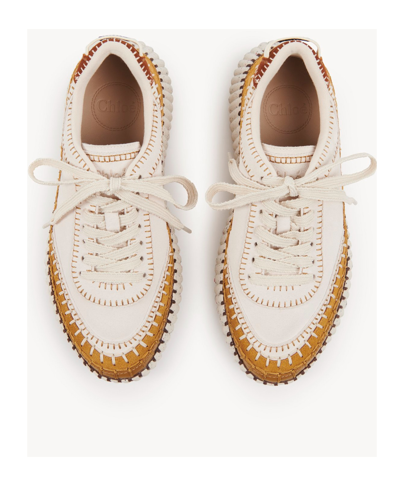 Chloé Chloe Nama Panelled Suede Sneakers In White