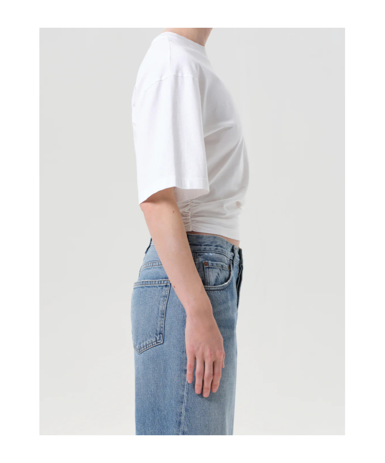 Agolde Britt Flared Sleeved T-shirt In White
