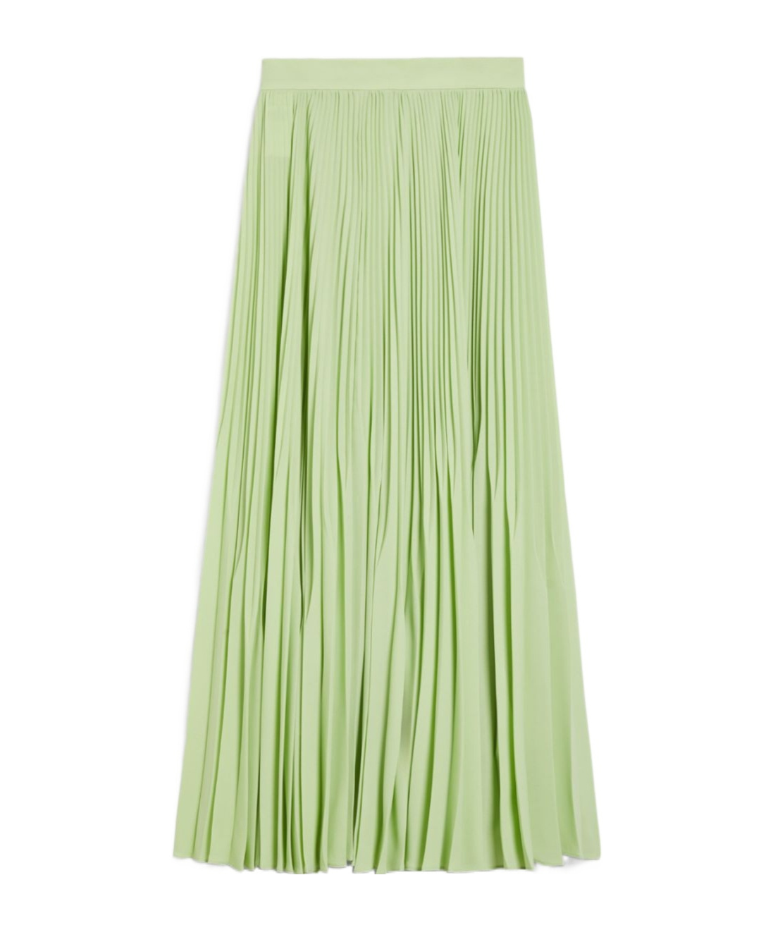 Max Mara Pleated Sable Georgette Skirt In Lime Green