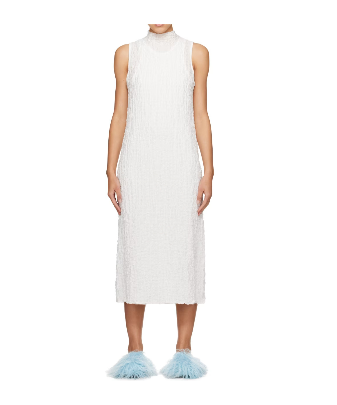 Song For The Mute White High Neck Midi Dress In White