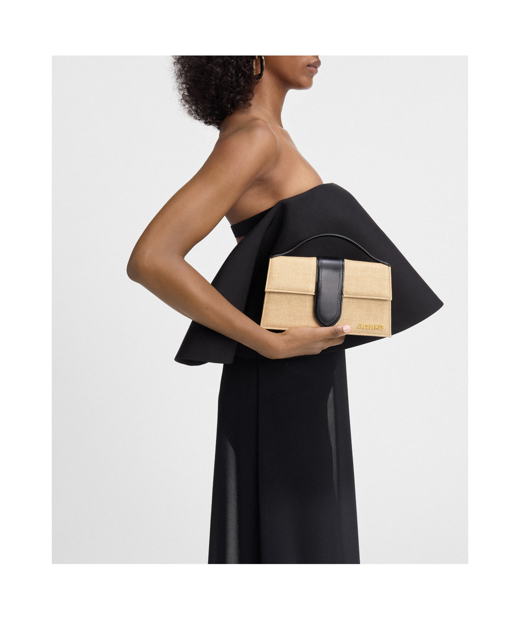 Jacquemus Le Grand Bambino Woven Top-handle Bag In Nude