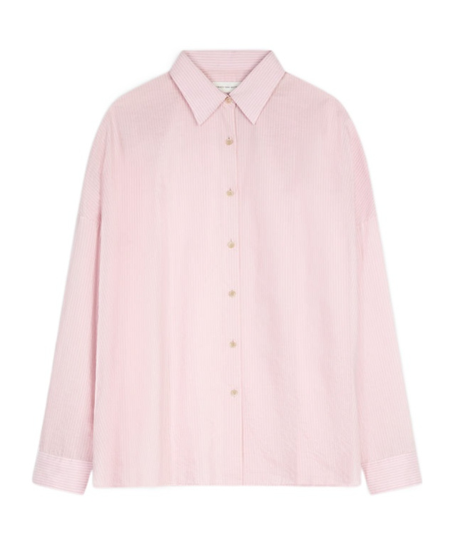 Shop Dries Van Noten Striped Cocoon Shirt In Pink