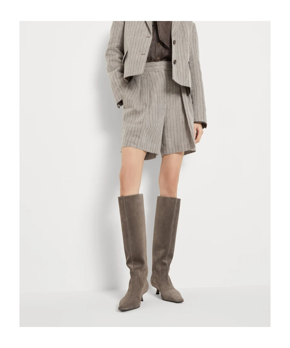 Brunello Cucinelli Suede City Knee-high Boots 35 In Green