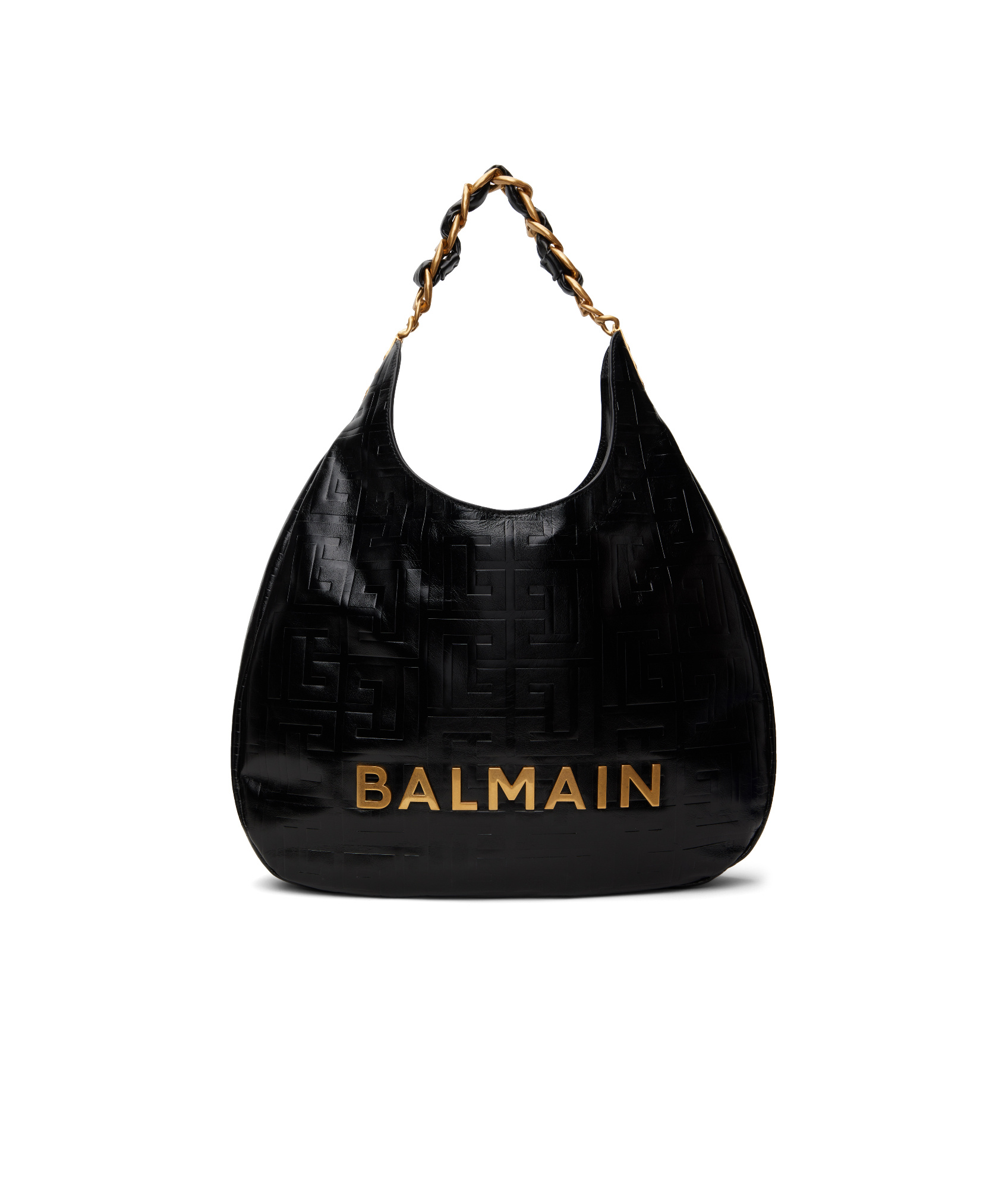 Balmain Large 1945 Crinkled Leather Tote Bag In Black