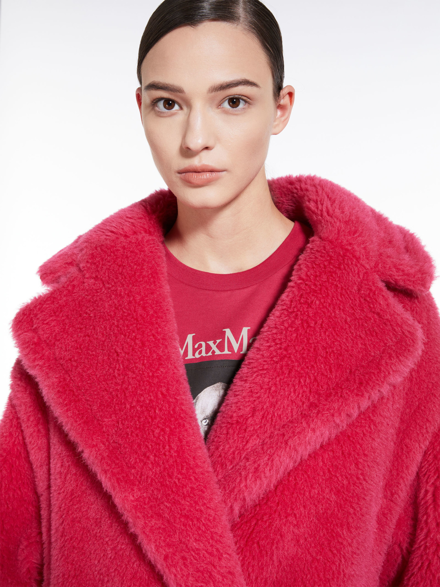 Max Mara Double-breasted Faux-shearling Coat In Red