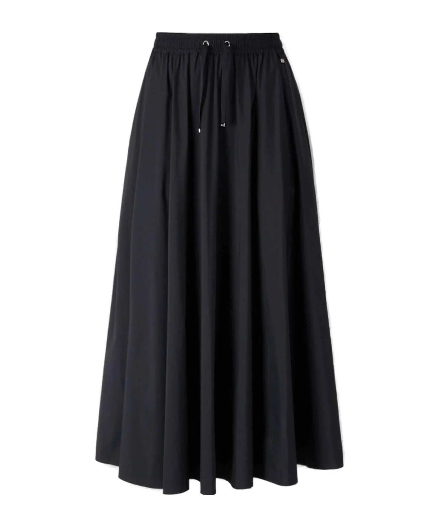 Herno Flowing Black Maxi Skirt With Elastic Waistband In Black