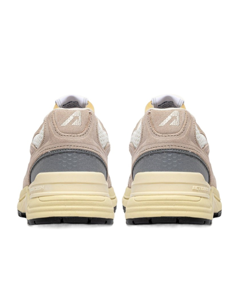 Autry Classic Leather And Mesh Panel Sneakers In Neutral