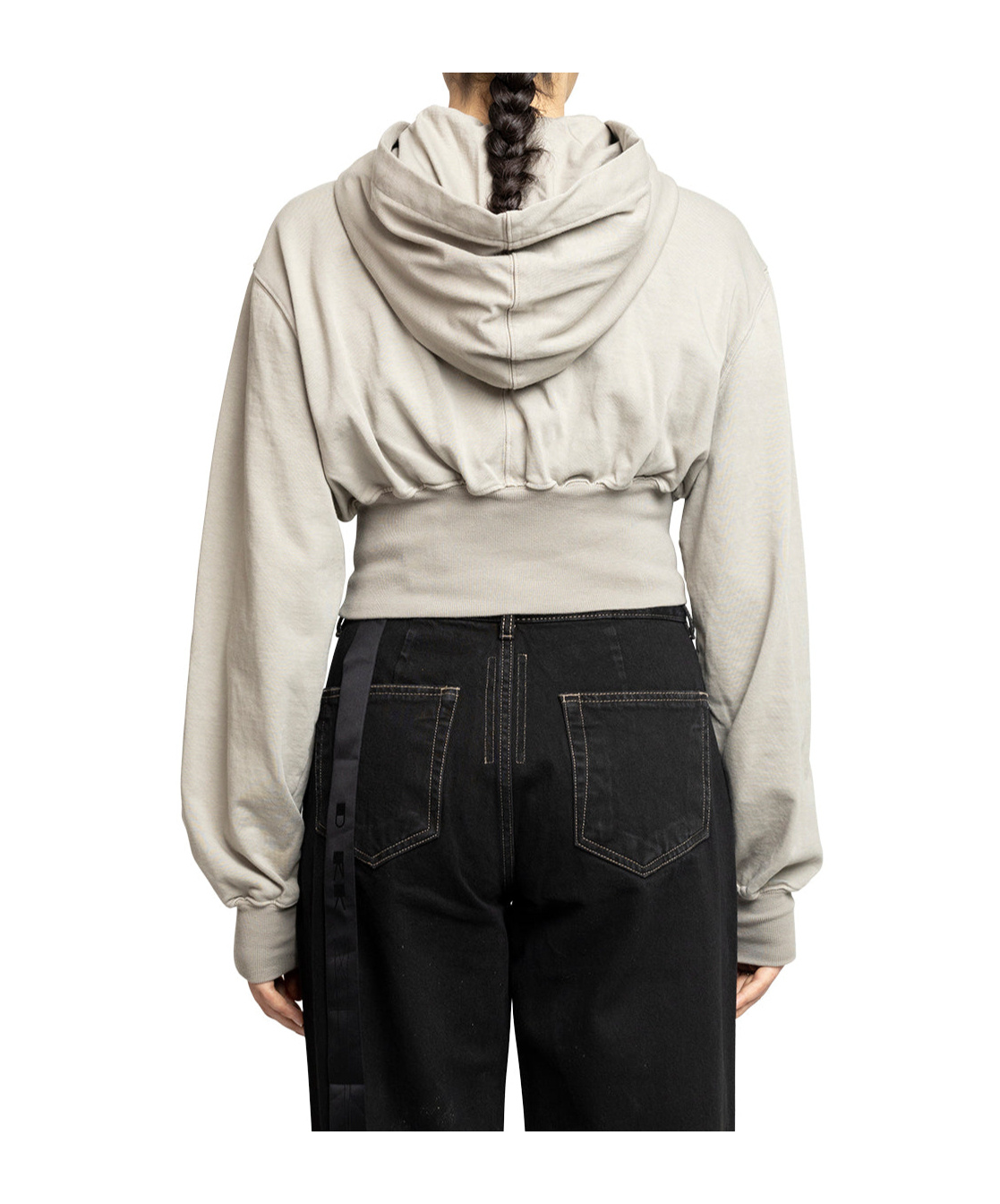 Rick Owens Drkshdw Zippered Hooded Sweatshirt In White
