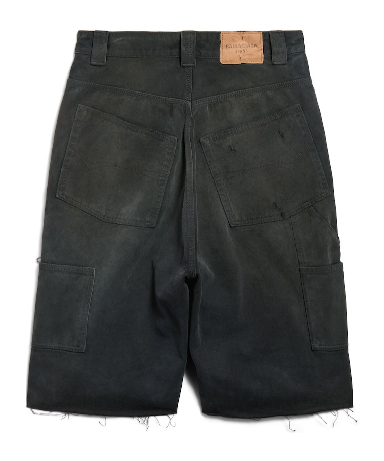 Balenciaga Men's Ripped Off Shorts In Black/green/red In Black