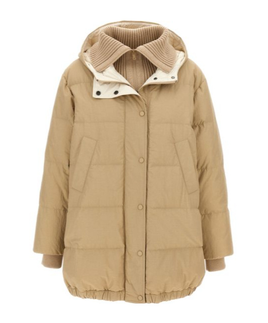 Brunello Cucinelli Nylon Down Jacket Casual Jackets, Parka In Nude