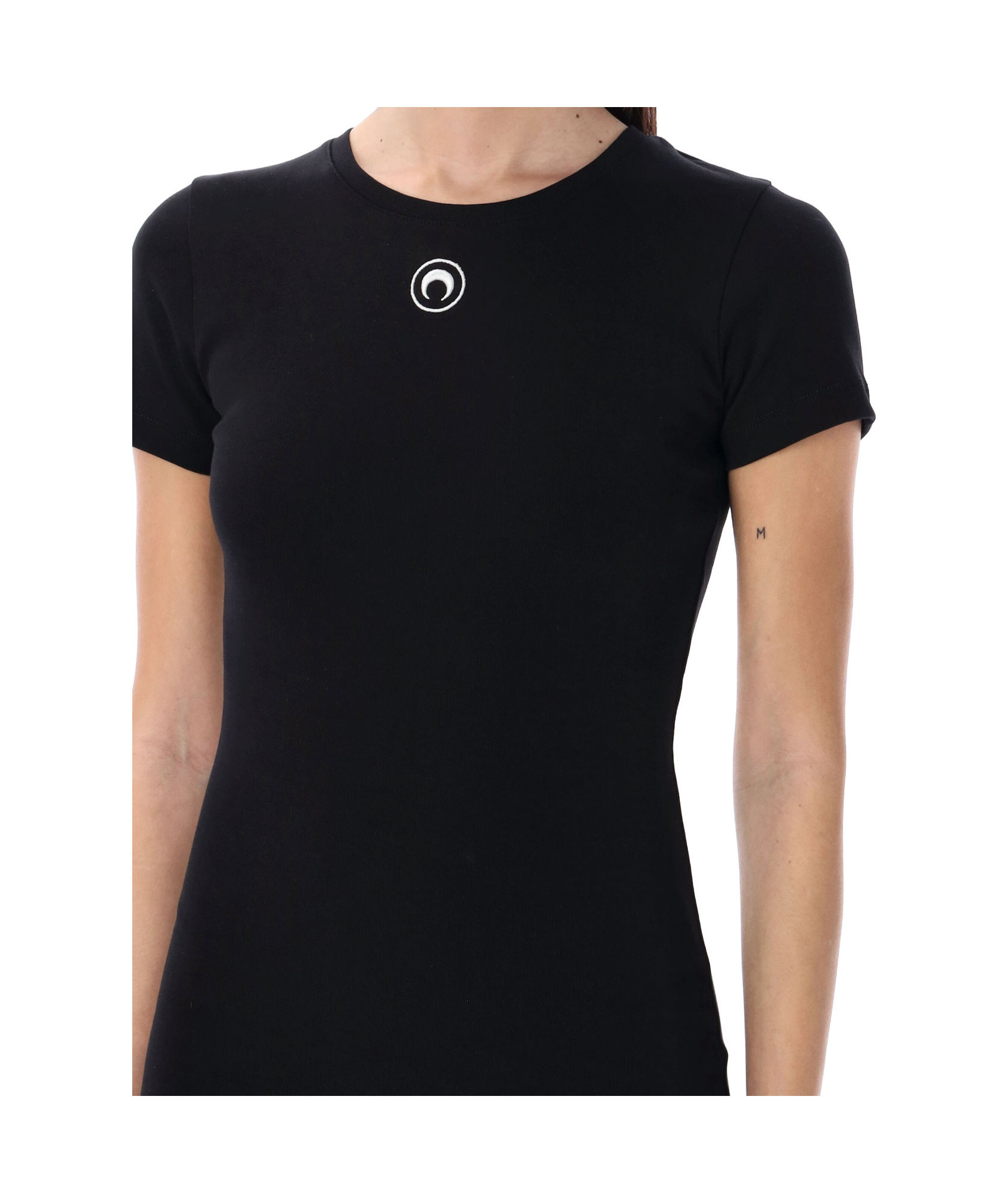Shop Marine Serre Short Sleeve Dress In Black