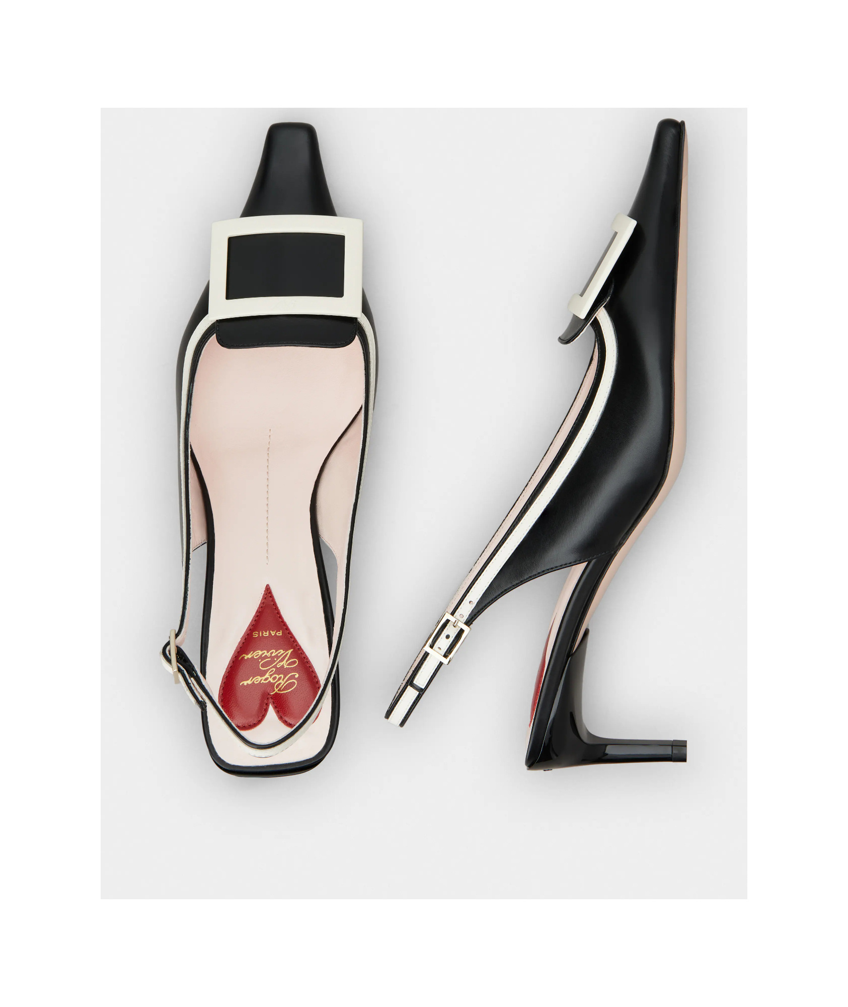 Shop Roger Vivier Viv' Canard Slingback Pumps In Leather In Black