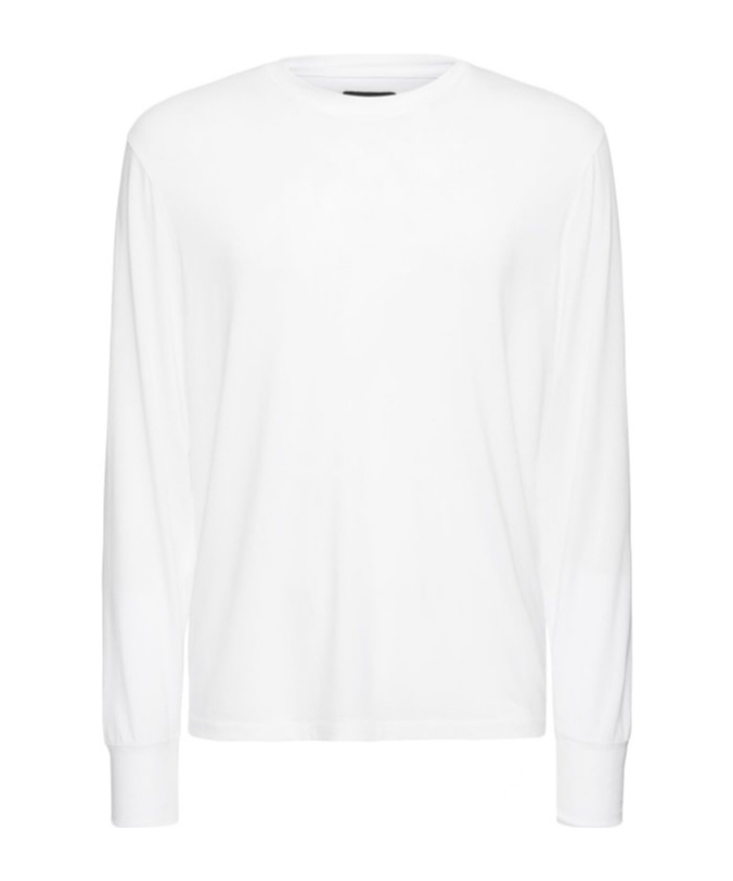 Tom Ford White Long-sleeved Basic T-shirt With Cuffs In Lyocell Blend Man