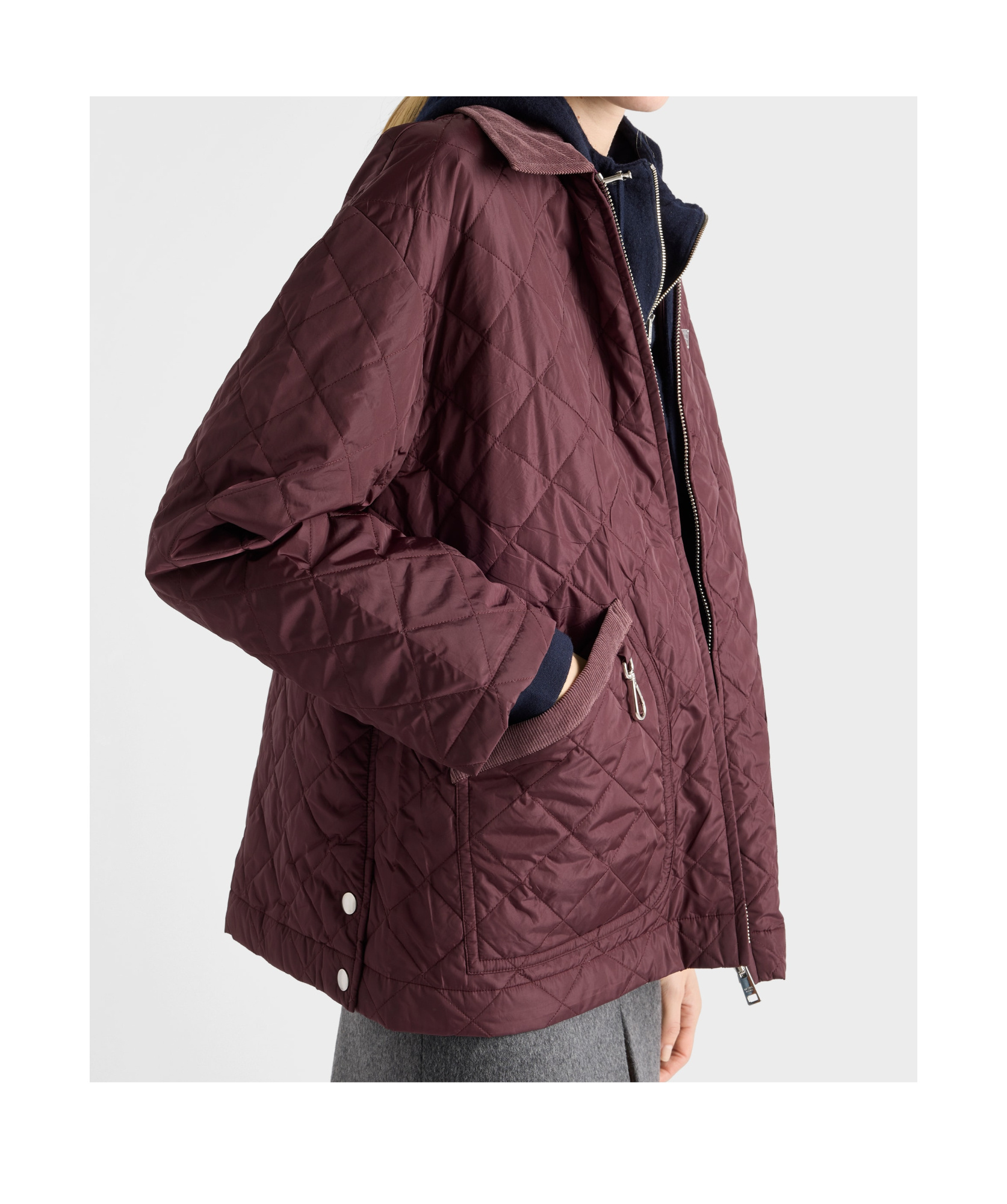 Prada Re-nylon Blouson Jacket In Burgundy