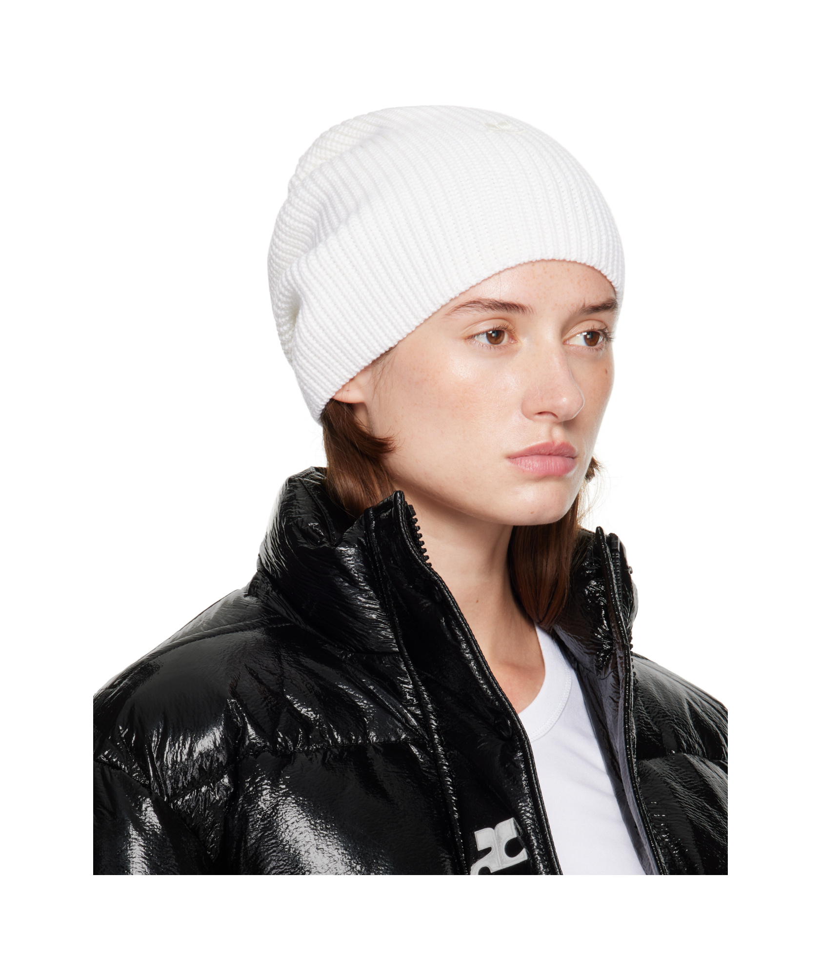Courrèges Ac Light Wool Beanie In White