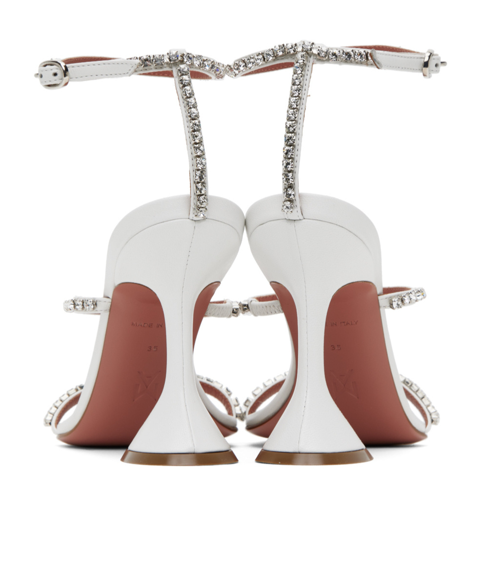 Amina Muaddi Gilda 95mm Embellished-strap Sandals In White