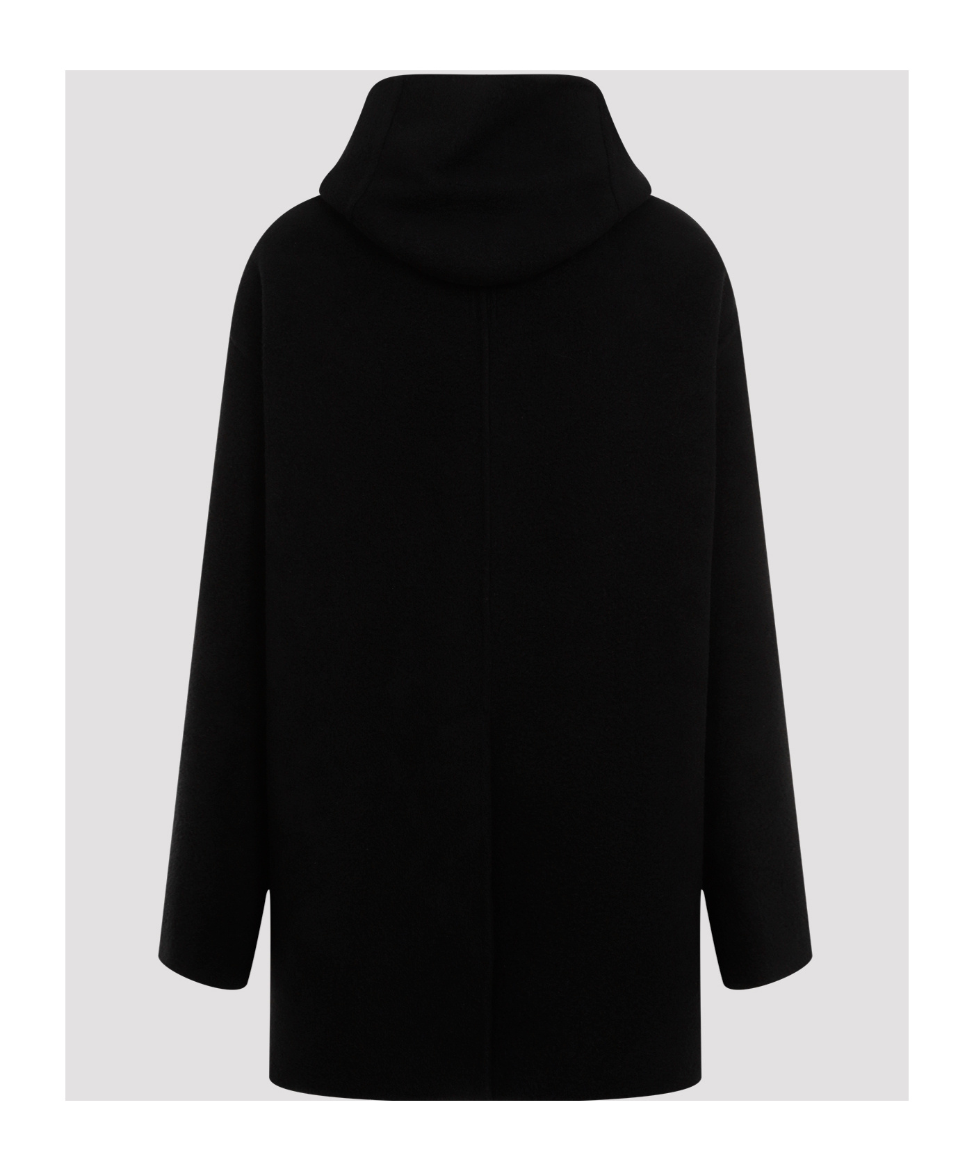 Rick Owens Concealed Press-stud Hooded Coat In Black