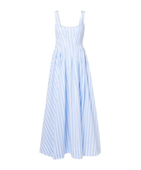 Sportmax Filmato Sleveless Cotton Striped Midi Dress Dresses Multicolor In Blue