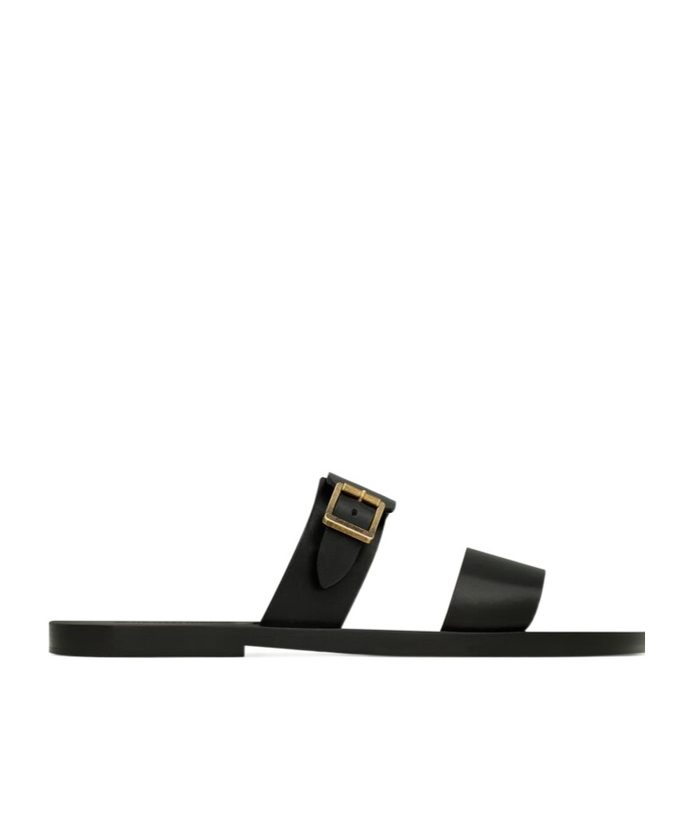 Saint Laurent Ios Slides In Smooth Leather In Black