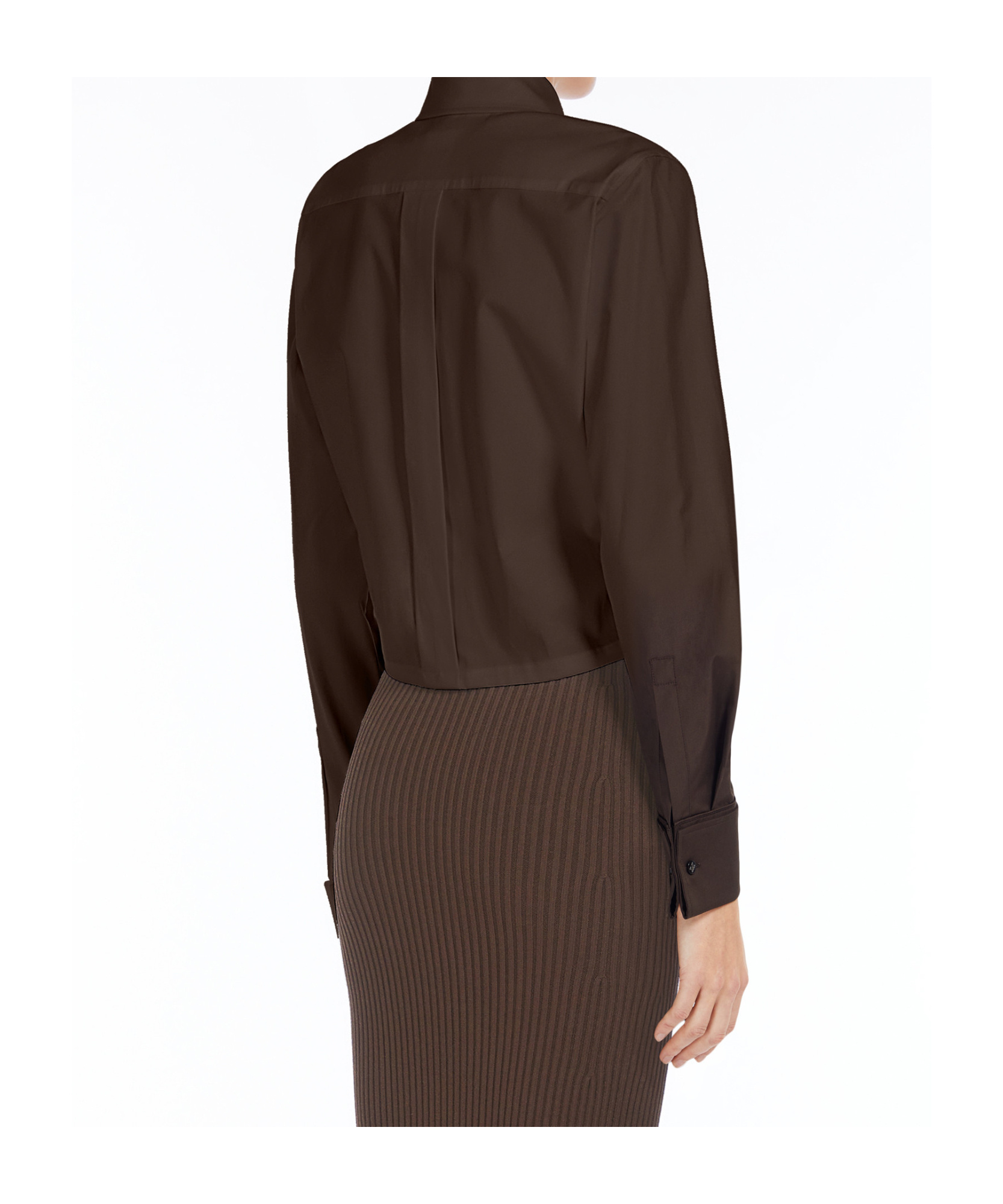 Max Mara Cropped Collared Shirt Elasticated Hem In Brown