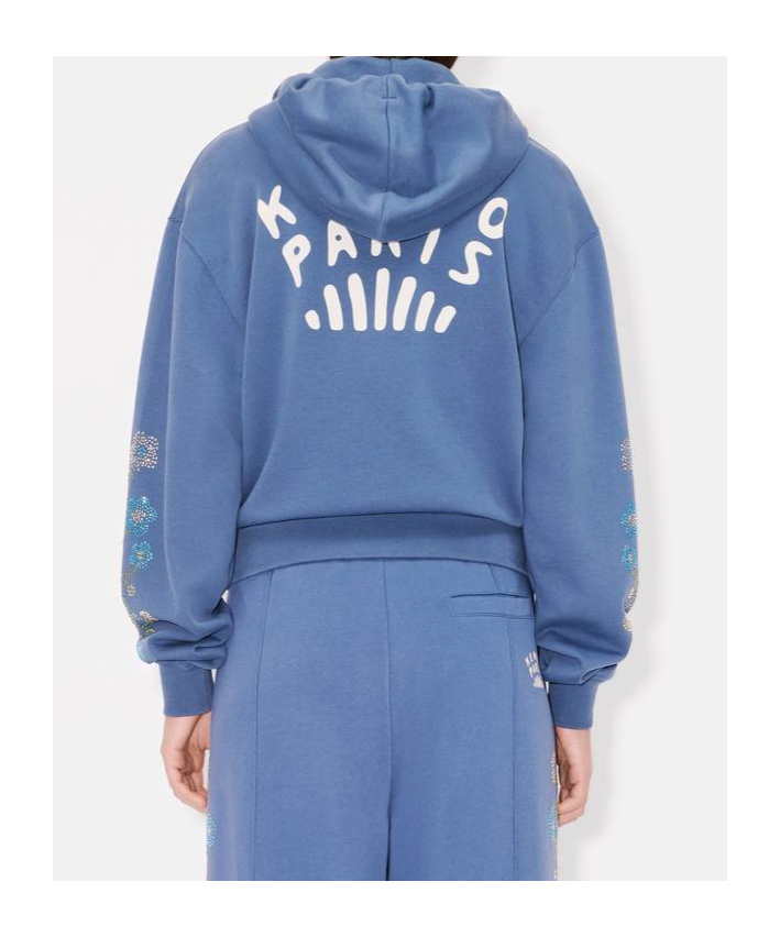 Kenzo Long-sleeved Hooded Hoodie In Blue