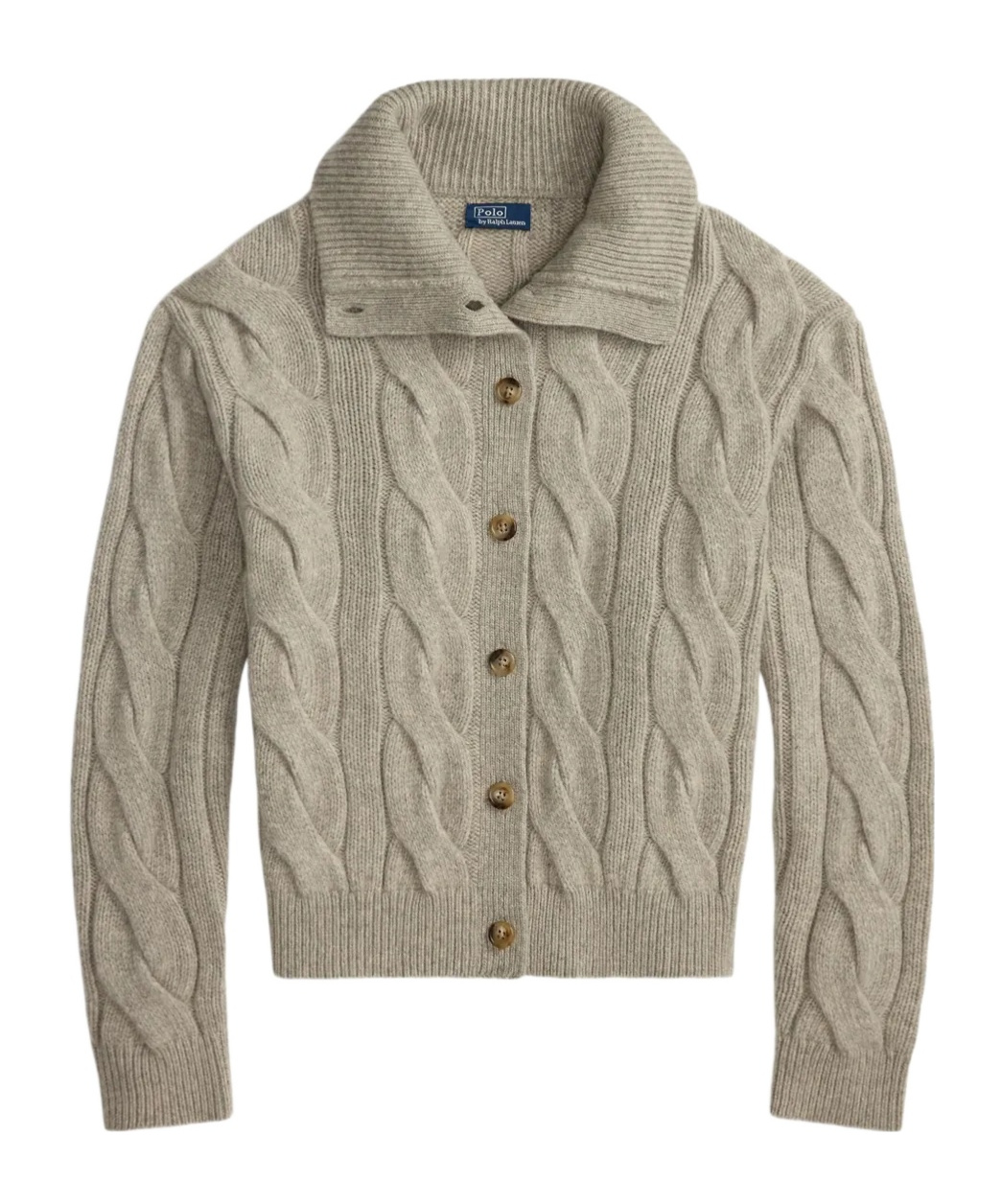 Polo Ralph Lauren Full Zip Cable Knit Sweater Cardigan In Neutral