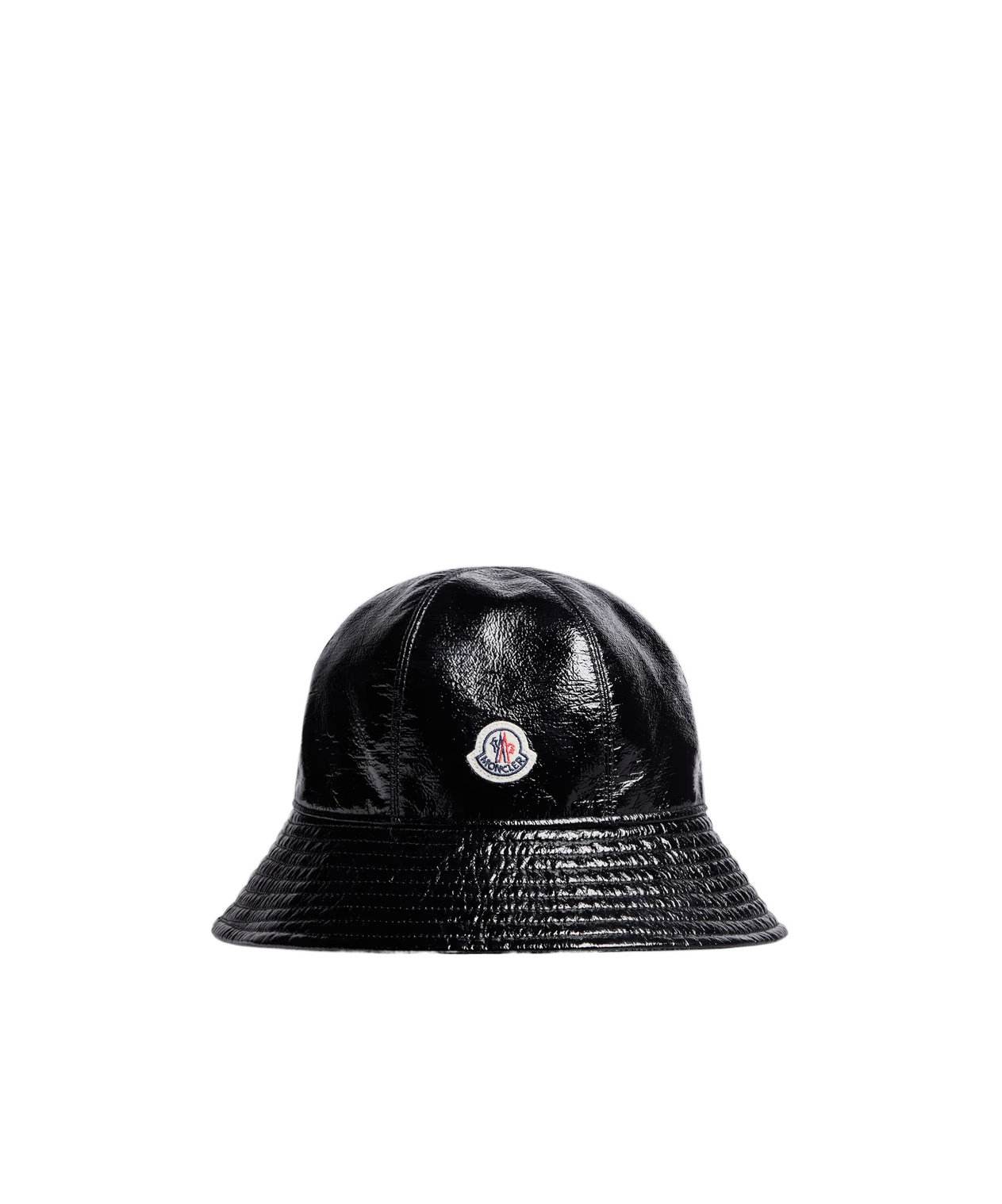 Moncler Logo-patch High-shine Bucket Hat In Black