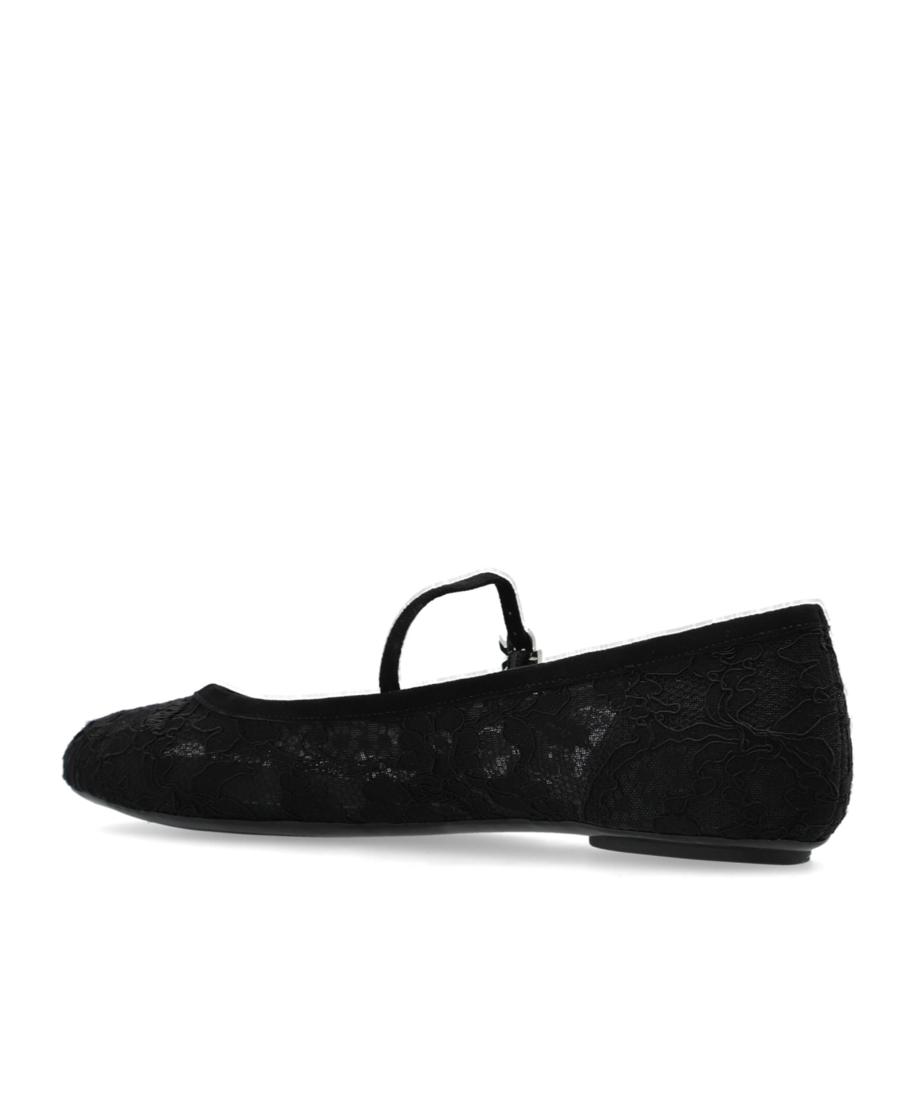 Gianvito Rossi Claudia Suede-trimmed Lace Mary Jane Flats In Black