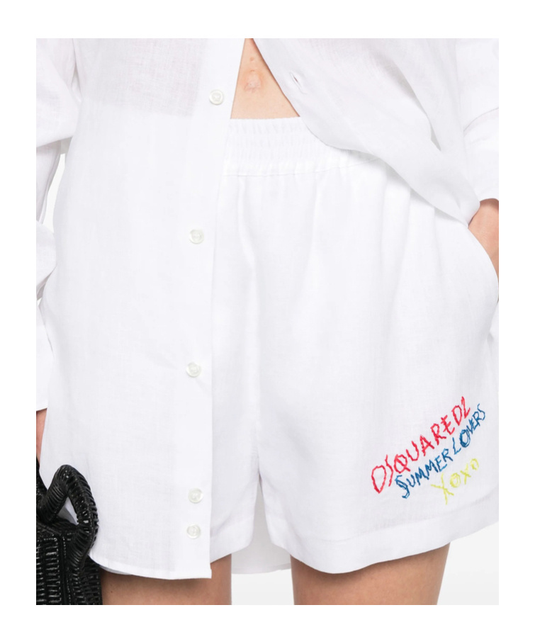 Dsquared2 Summer Lovers Linen Shorts In White