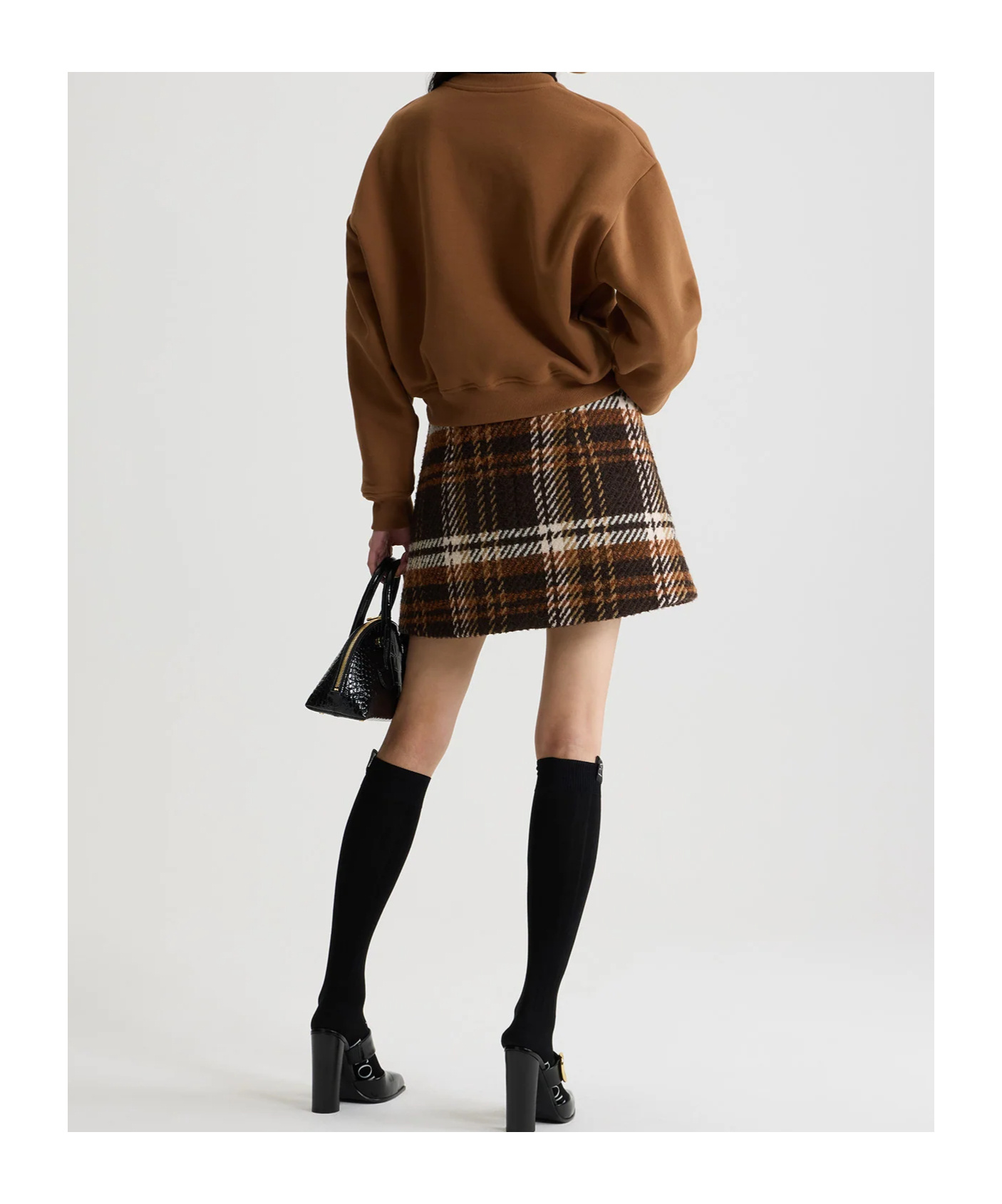 Patou Checked Wool-blend Mini Skirt In Brown